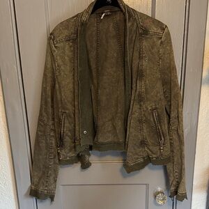 Free People Olive Green Jean Jacket